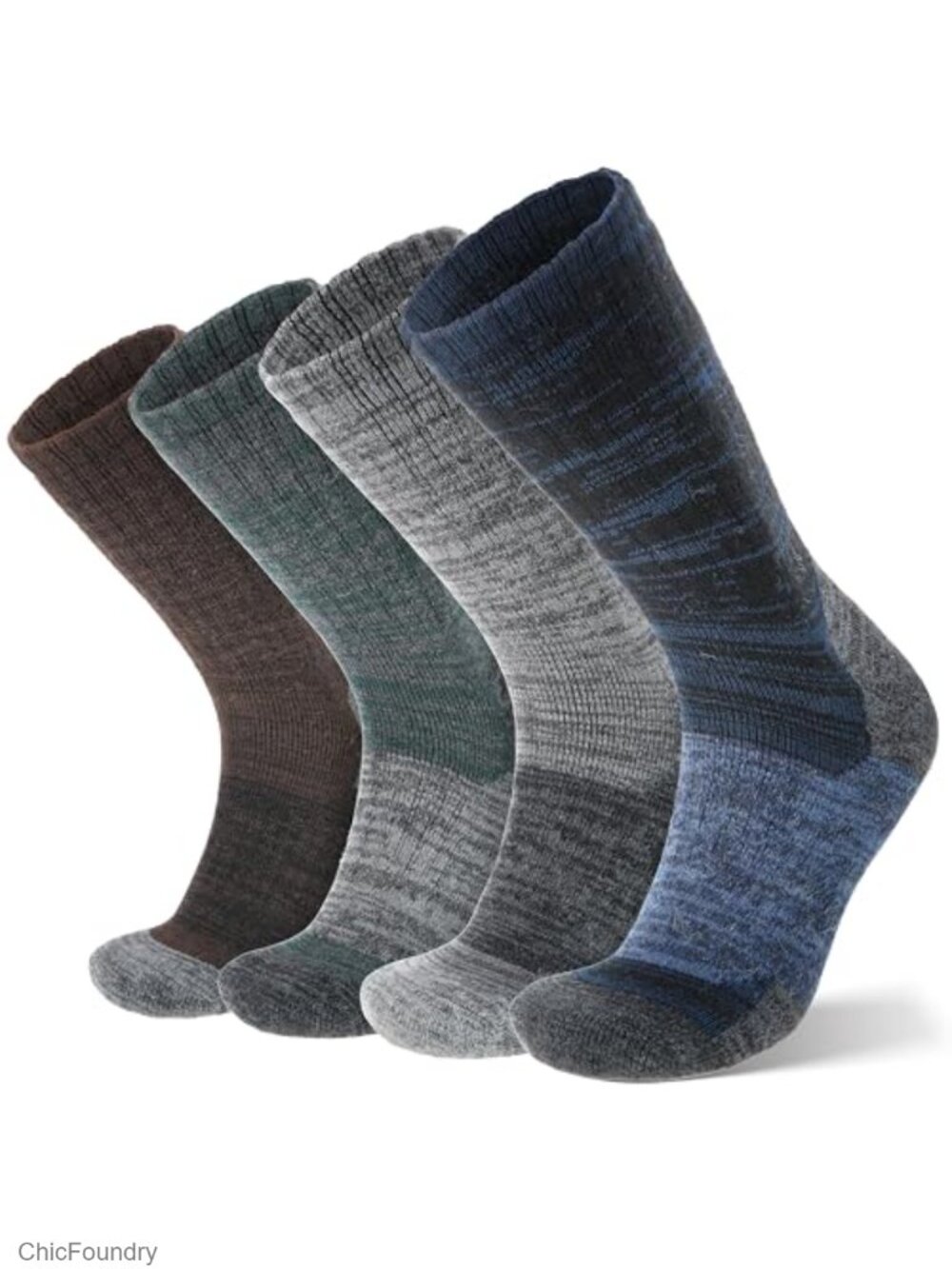Merino Wool Hiking Crew Socks Full Cushion Thermal 4 Pairs